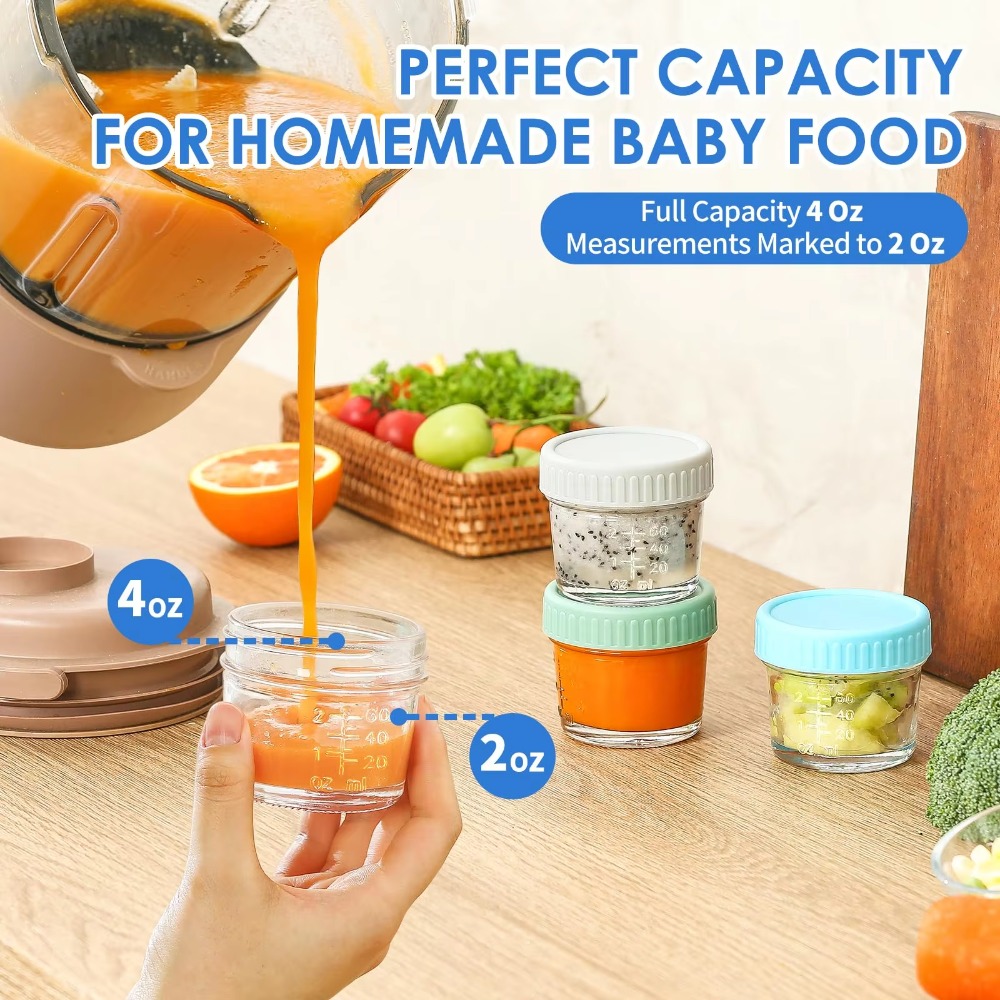 Juego de 6 Frascos de Vidrio M - Baby Food Jars With Lids reseña y precio